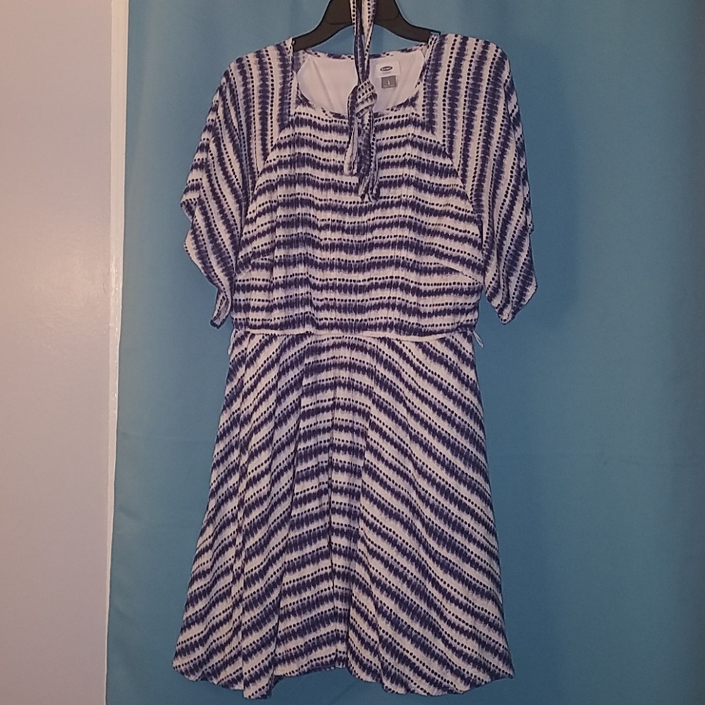 Old navy blue and white dress